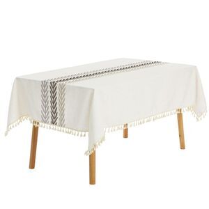 1 Pack Rectangle Rustic Cotton Waterproof Table Cover 55x87 inch Coffee